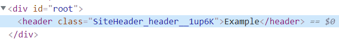 A screenshot showing the header class in the module has changed to 'SiteHeader_header__1up6K'